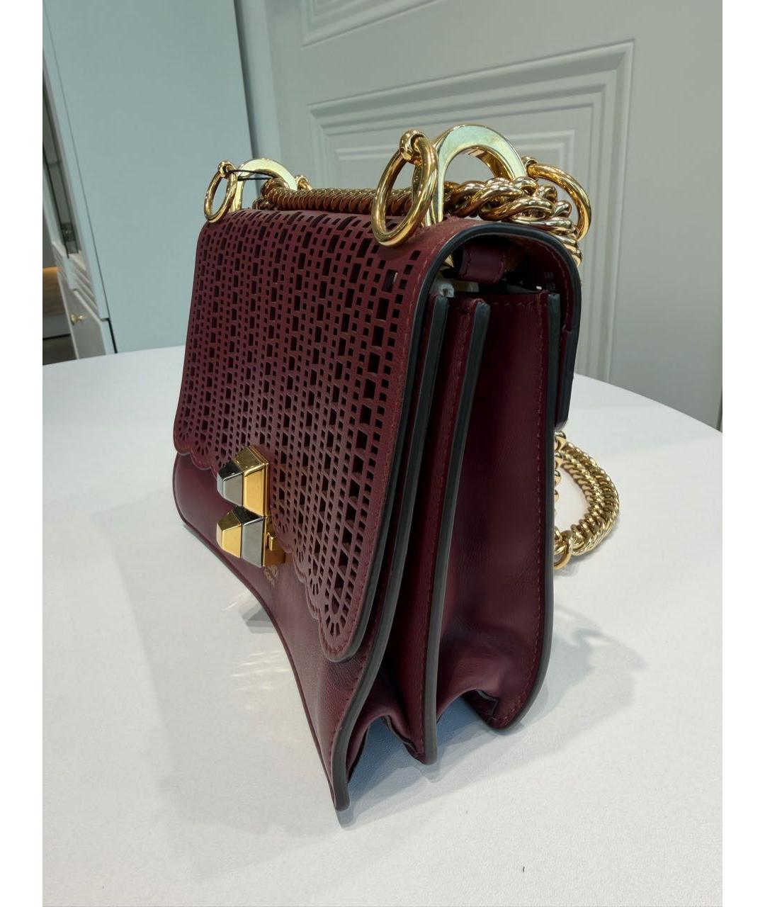 FENDI Бордовая кожаная сумка через плечо, фото 2