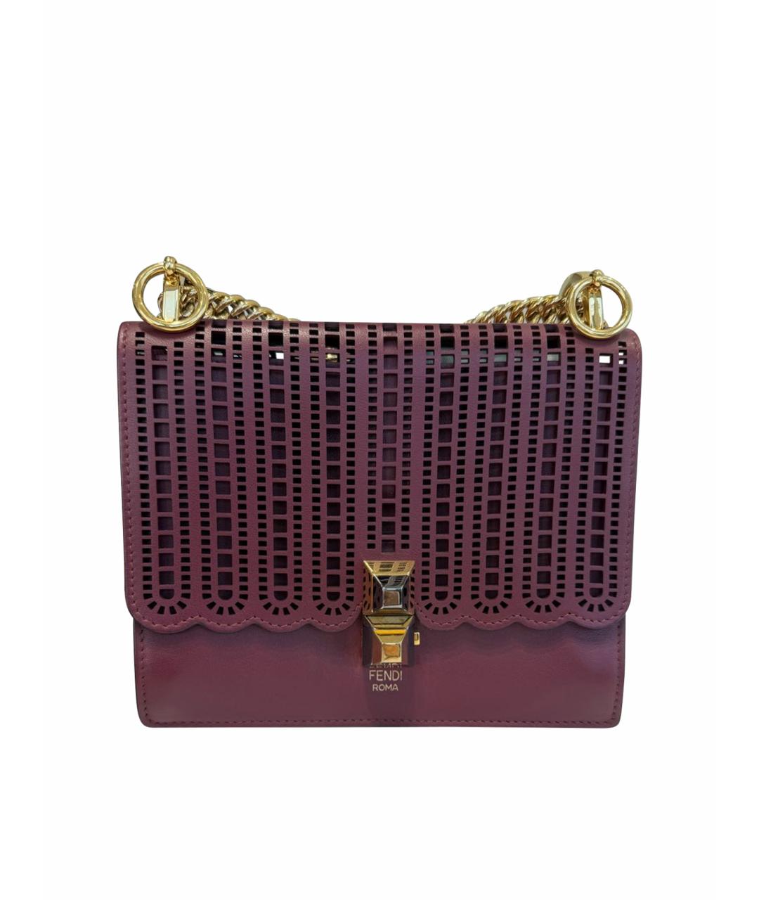 FENDI Бордовая кожаная сумка через плечо, фото 1