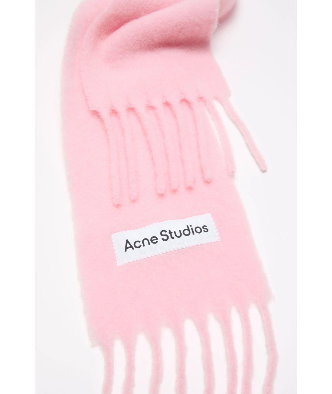 ACNE STUDIOS Розовый шерстяной шарф, фото 3