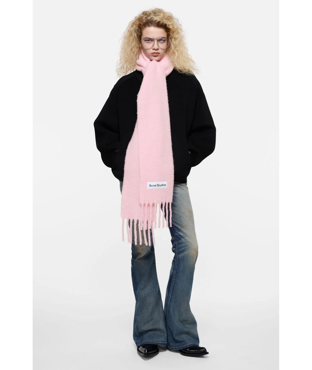 ACNE STUDIOS Розовый шерстяной шарф, фото 2
