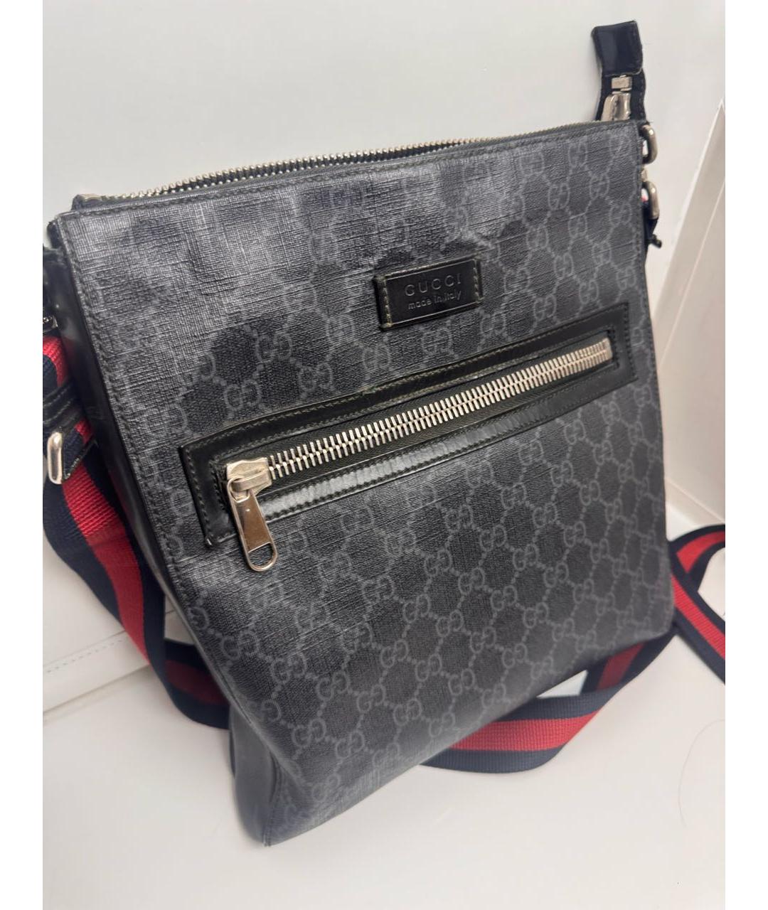 GUCCI Черная сумка на плечо из канвы, фото 2