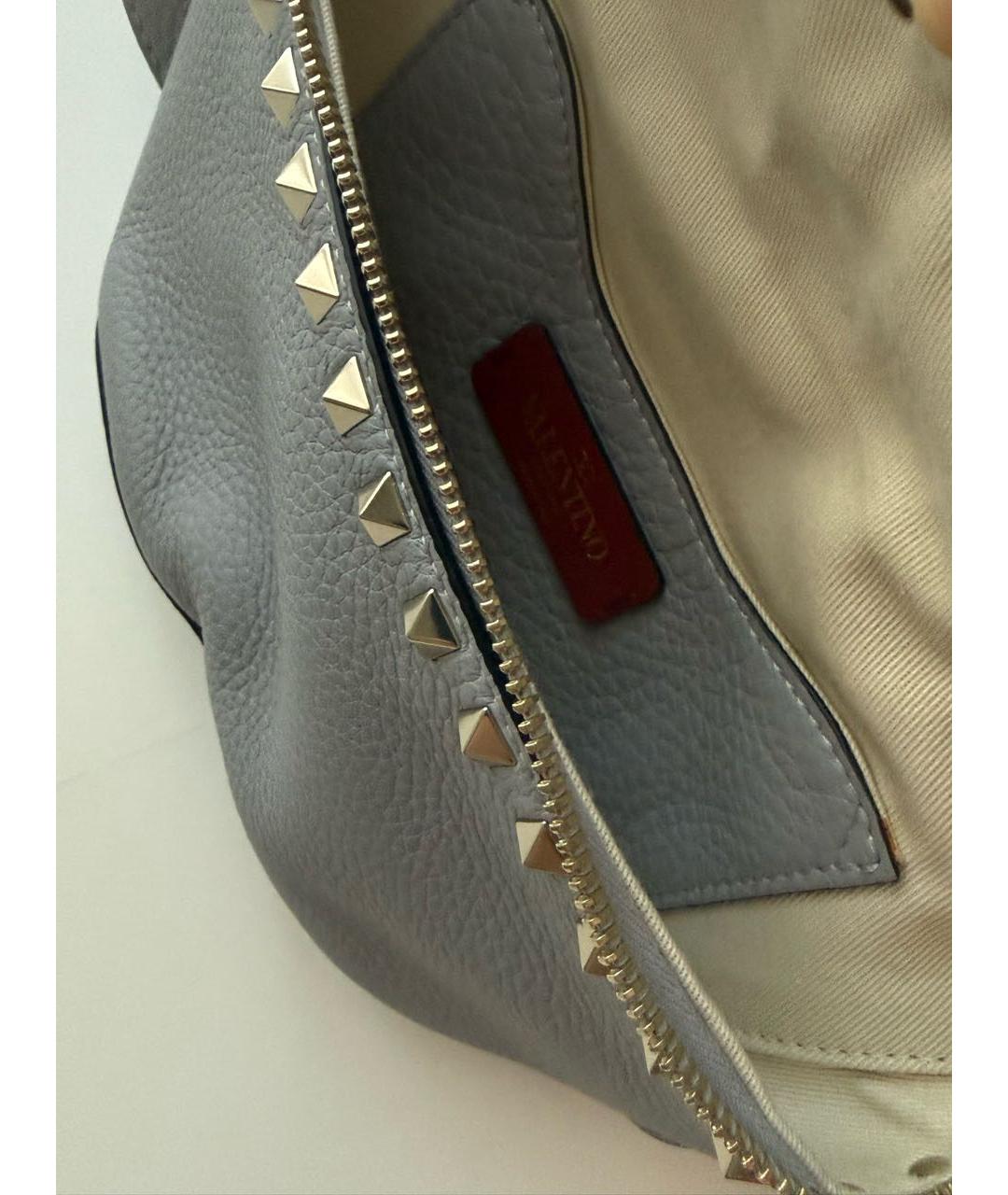 VALENTINO Серая кожаная поясная сумка, фото 4