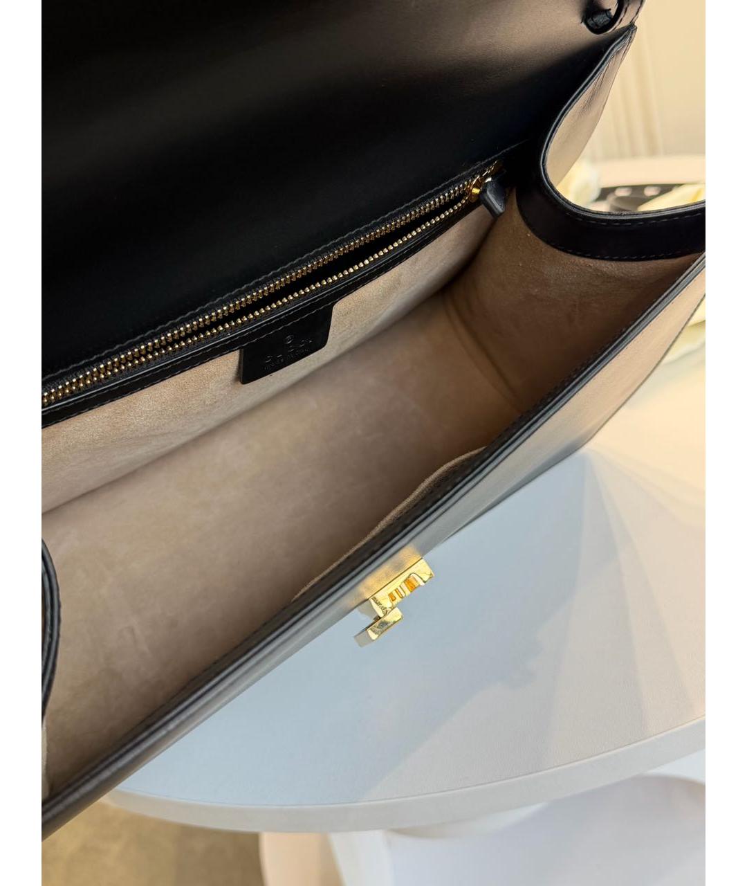 GUCCI Черная кожаная сумка с короткими ручками, фото 4