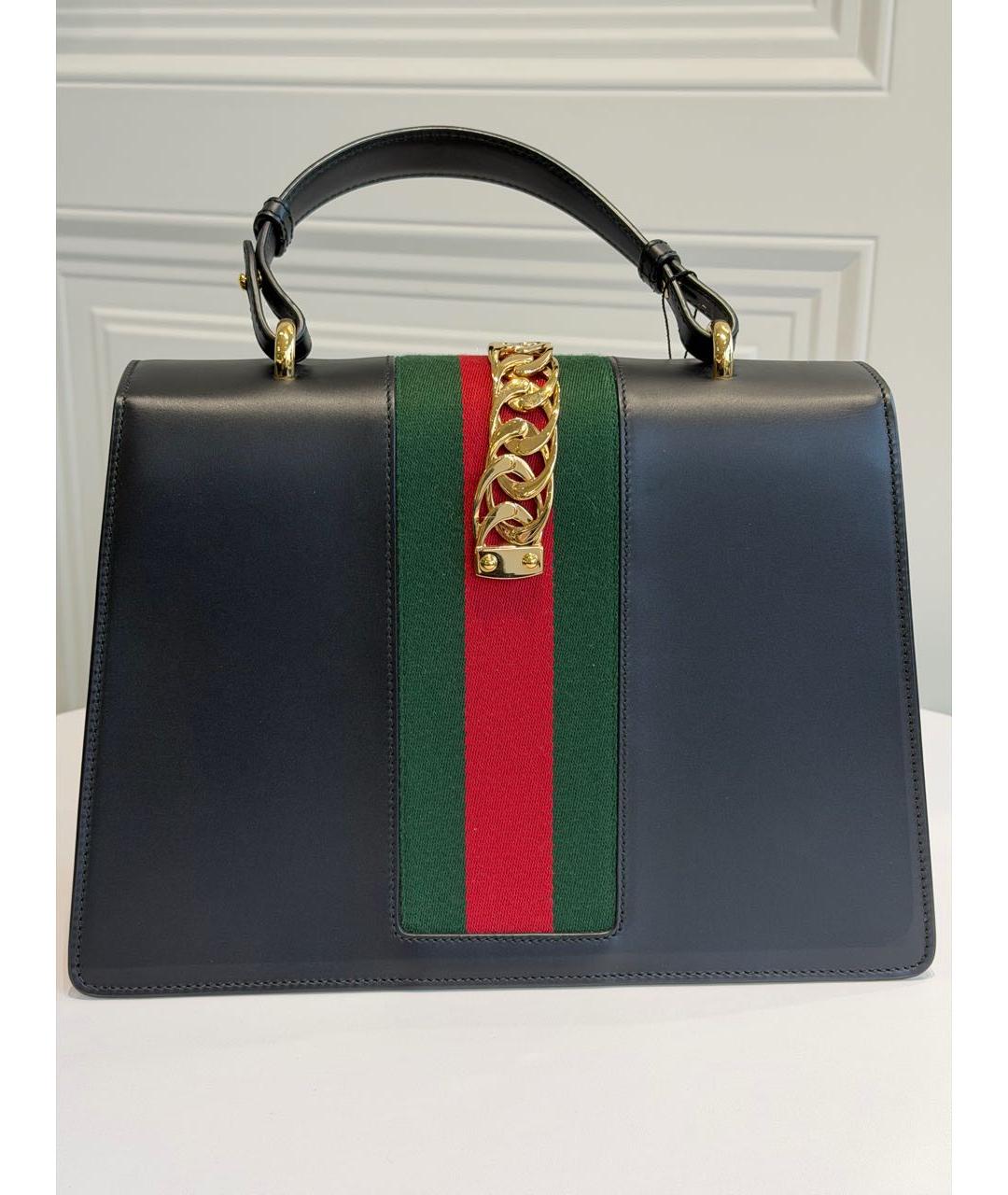 GUCCI Черная кожаная сумка с короткими ручками, фото 3