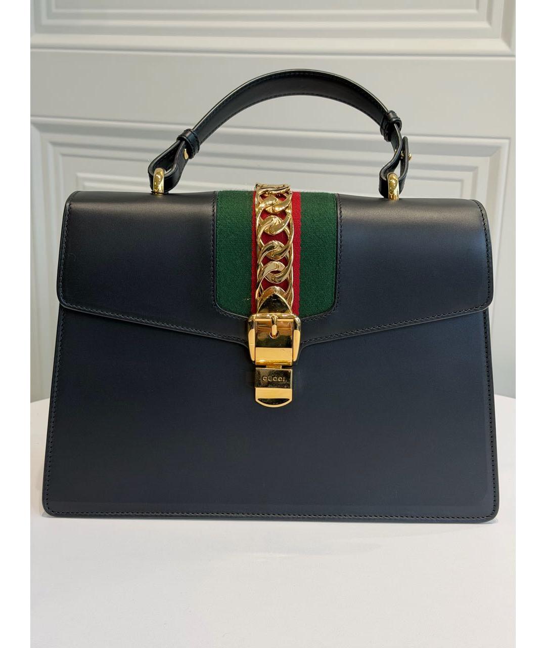 GUCCI Черная кожаная сумка с короткими ручками, фото 6