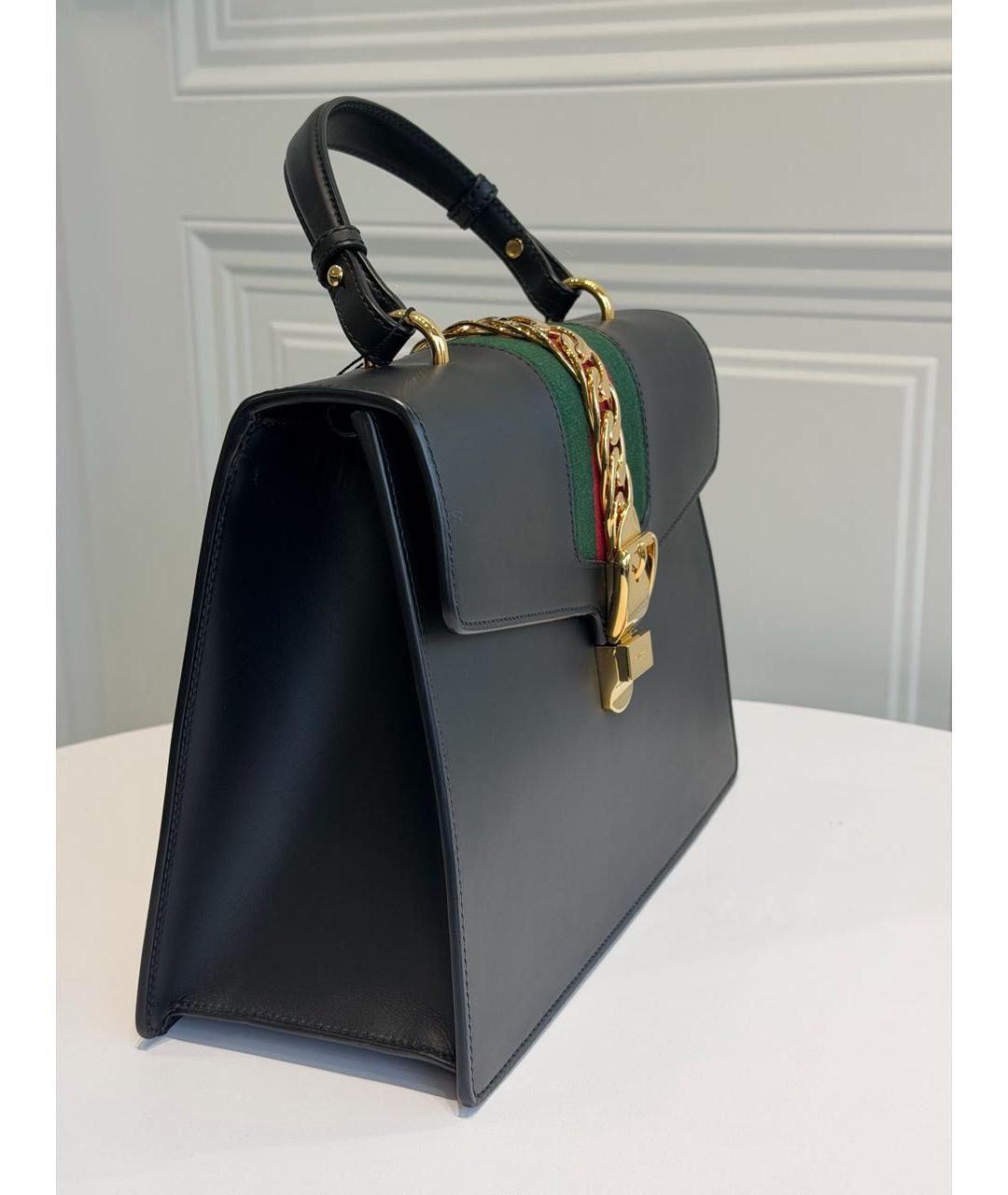 GUCCI Черная кожаная сумка с короткими ручками, фото 2