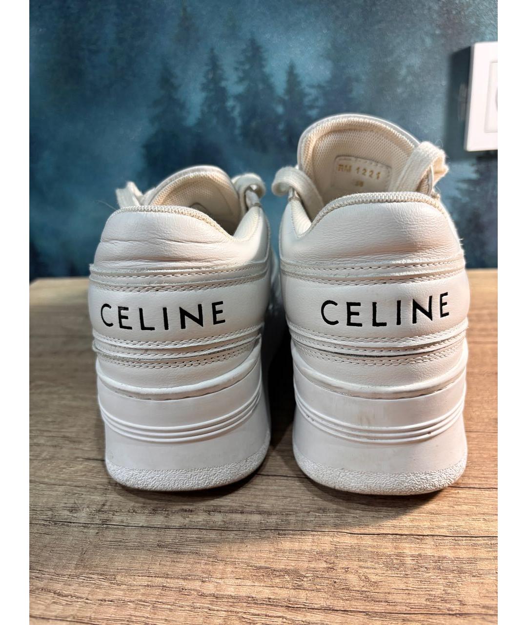 CELINE Белые кожаные кроссовки, фото 4