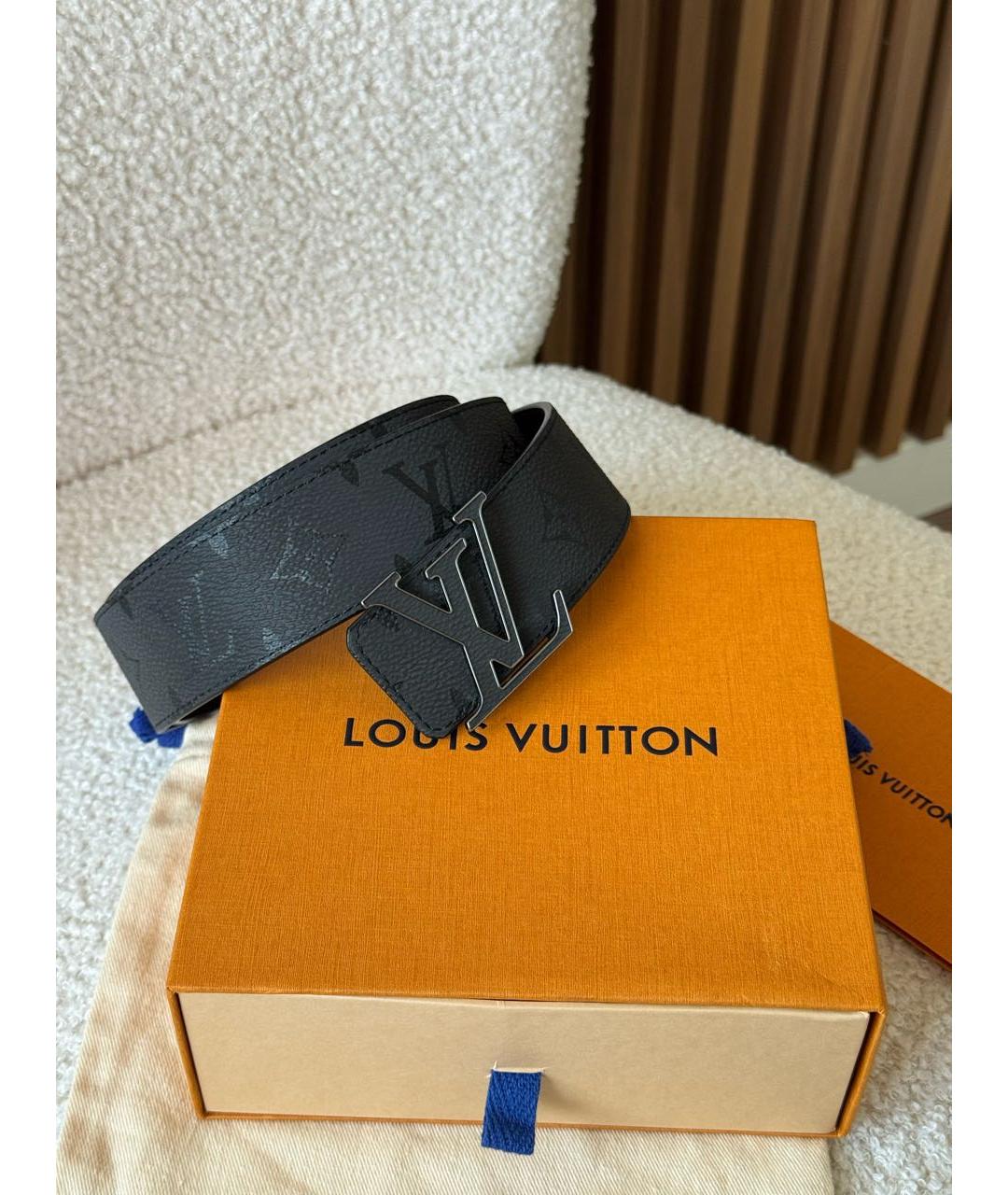 LOUIS VUITTON Черный кожаный ремень, фото 5