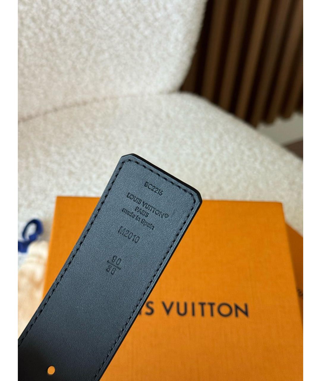 LOUIS VUITTON Черный кожаный ремень, фото 3