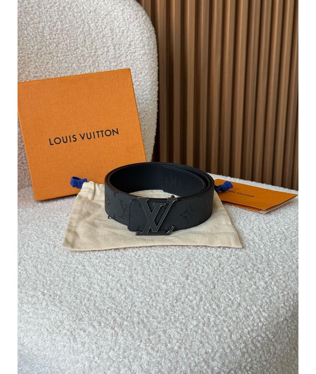 LOUIS VUITTON Черный кожаный ремень, фото 4
