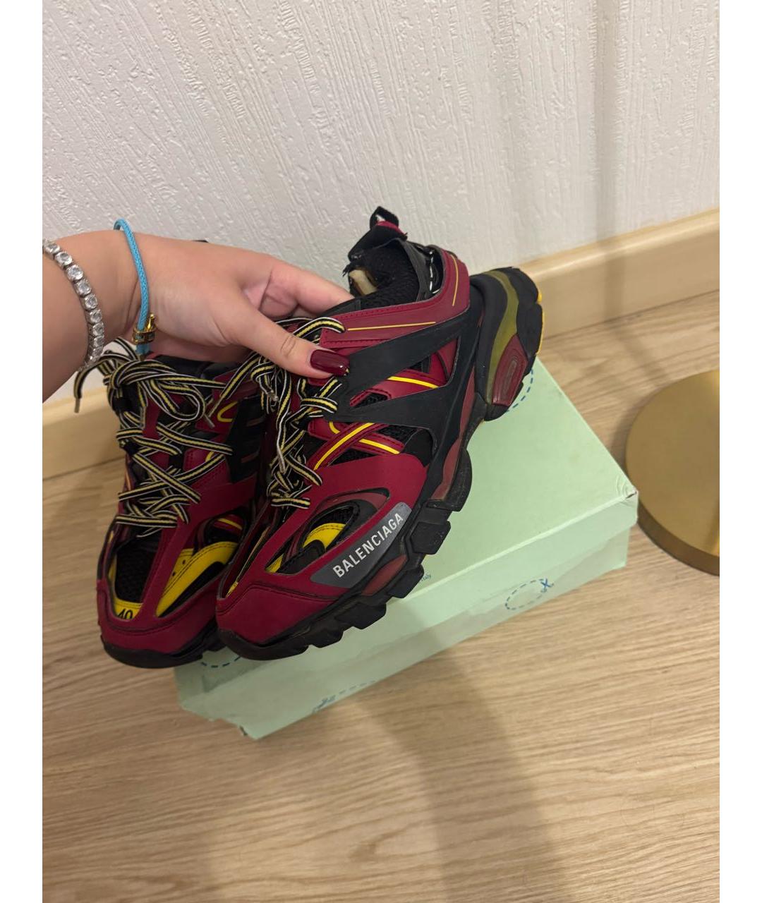 BALENCIAGA Бордовые высокие кроссовки / кеды, фото 4