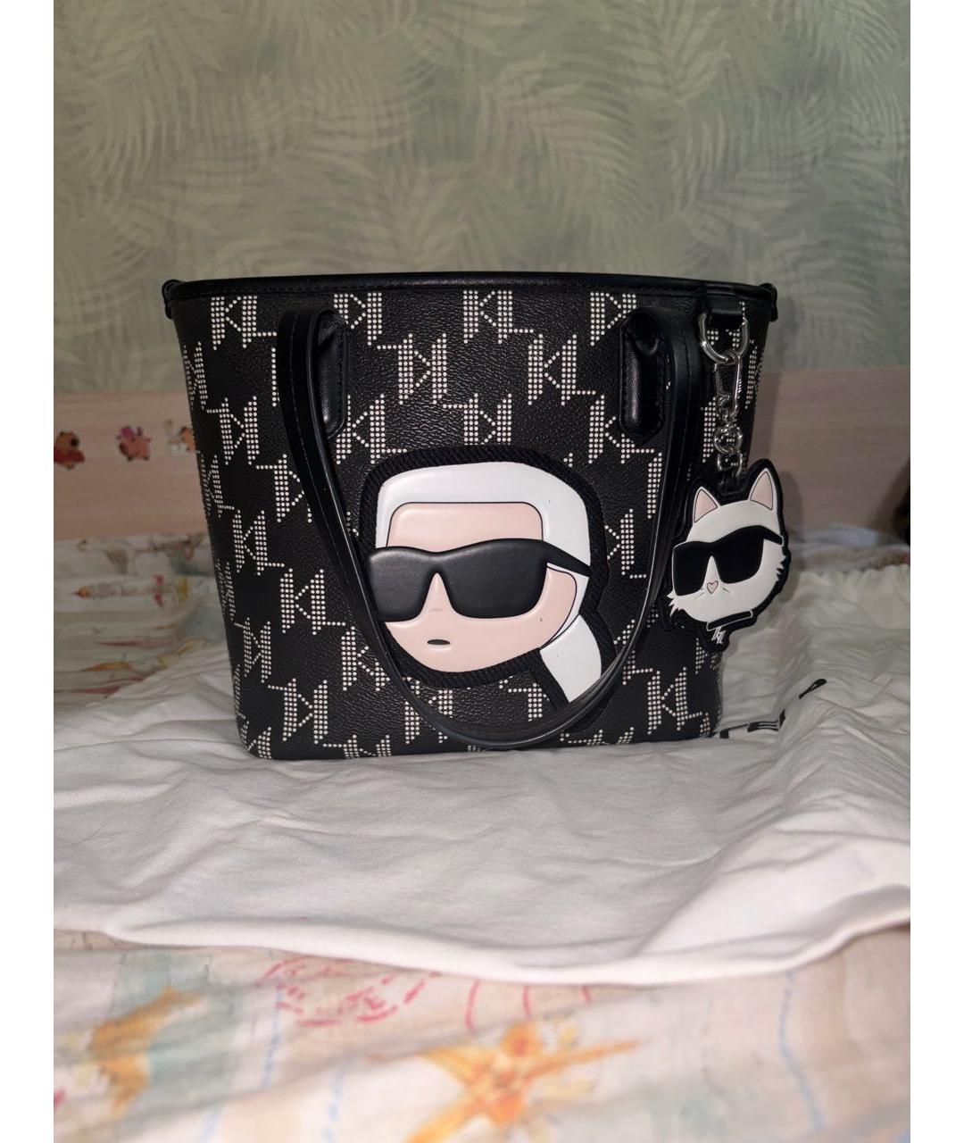 KARL LAGERFELD Черная сумка с короткими ручками из искусственной кожи, фото 8