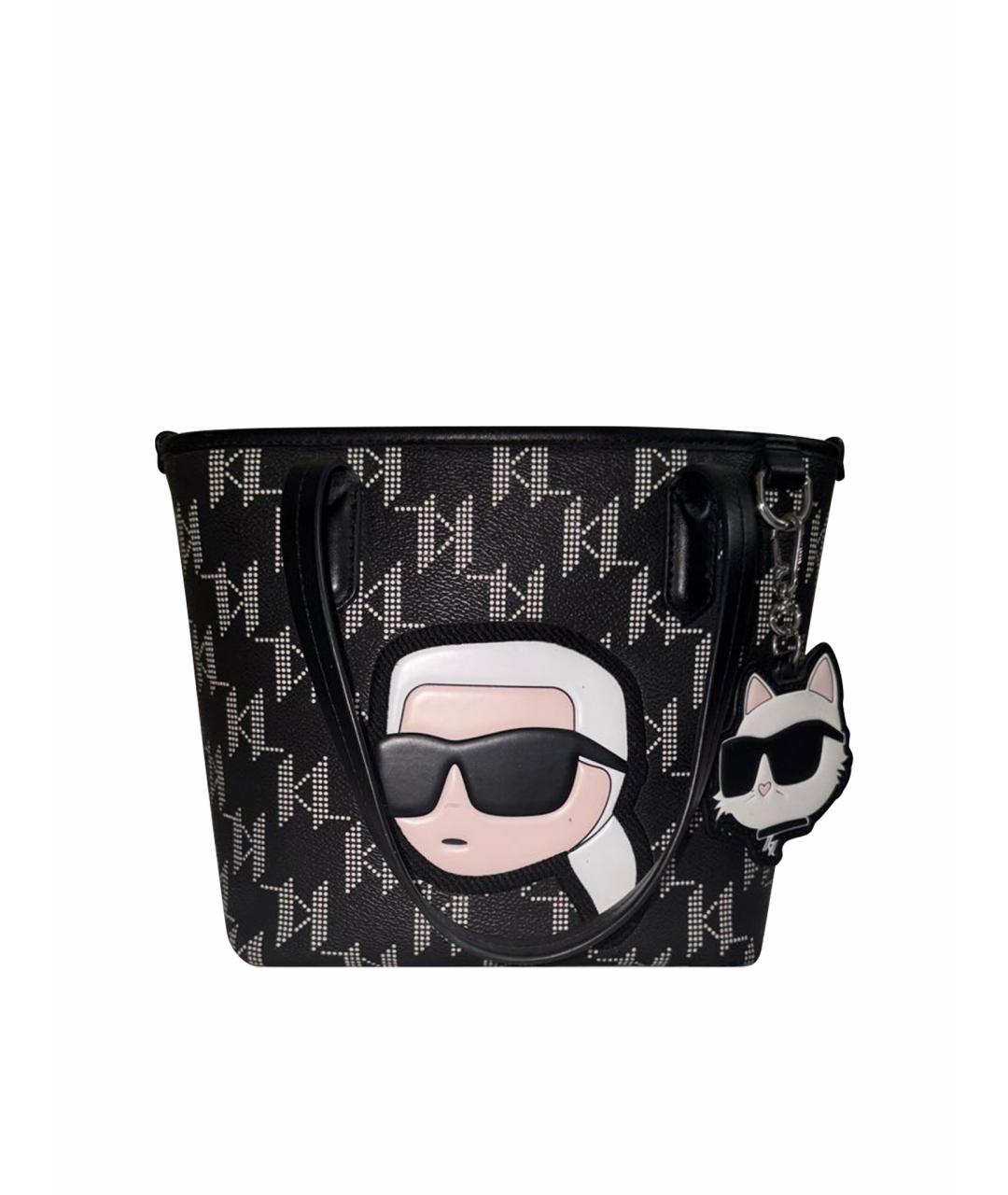 KARL LAGERFELD Черная сумка с короткими ручками из искусственной кожи, фото 1