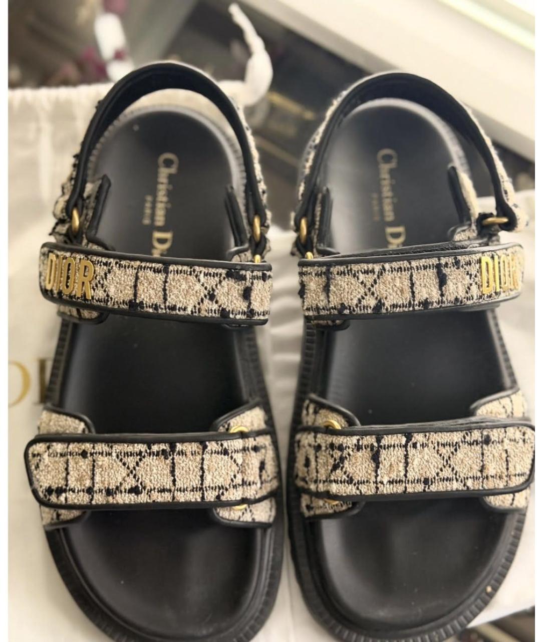 CHRISTIAN DIOR Черные кожаные сандалии, фото 2