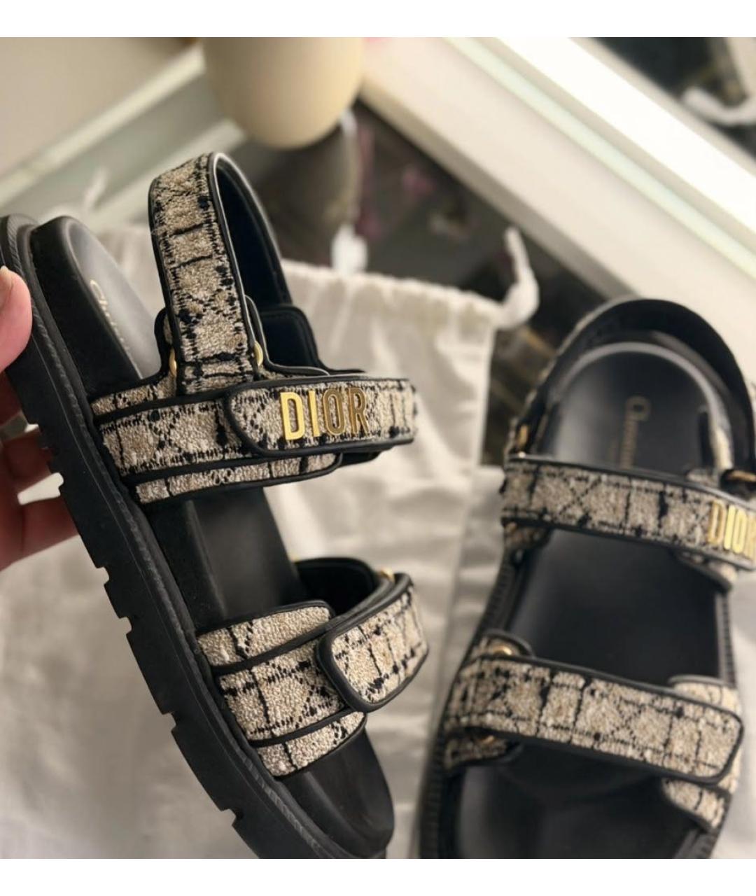 CHRISTIAN DIOR Черные кожаные сандалии, фото 4