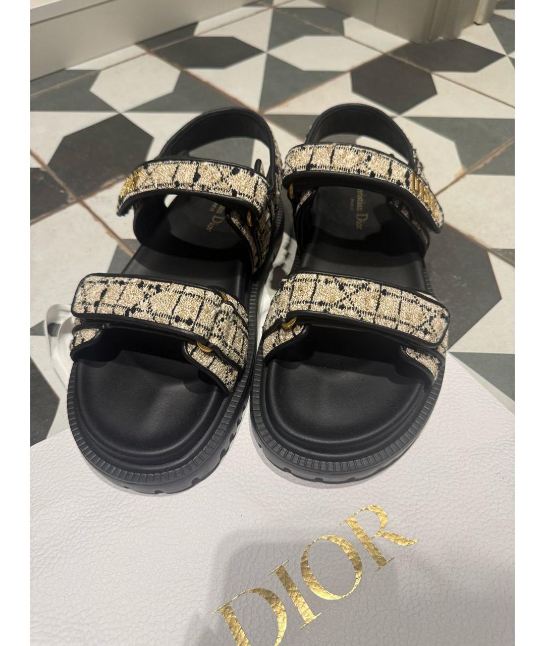 CHRISTIAN DIOR Черные кожаные сандалии, фото 3