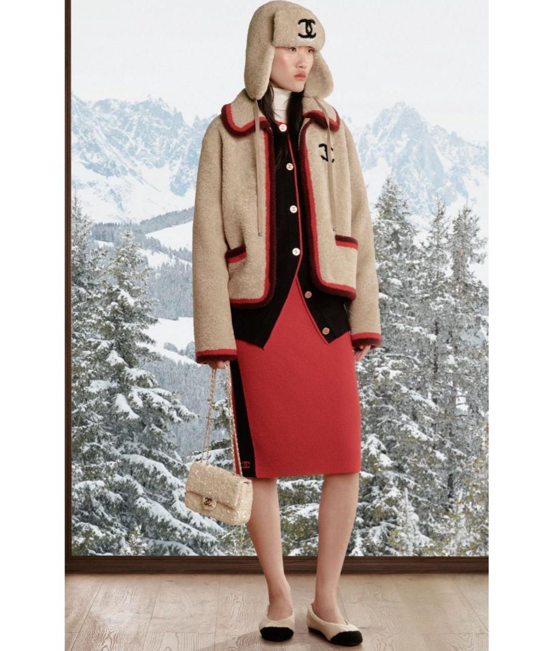 CHANEL Бежевая меховая дубленка, фото 3