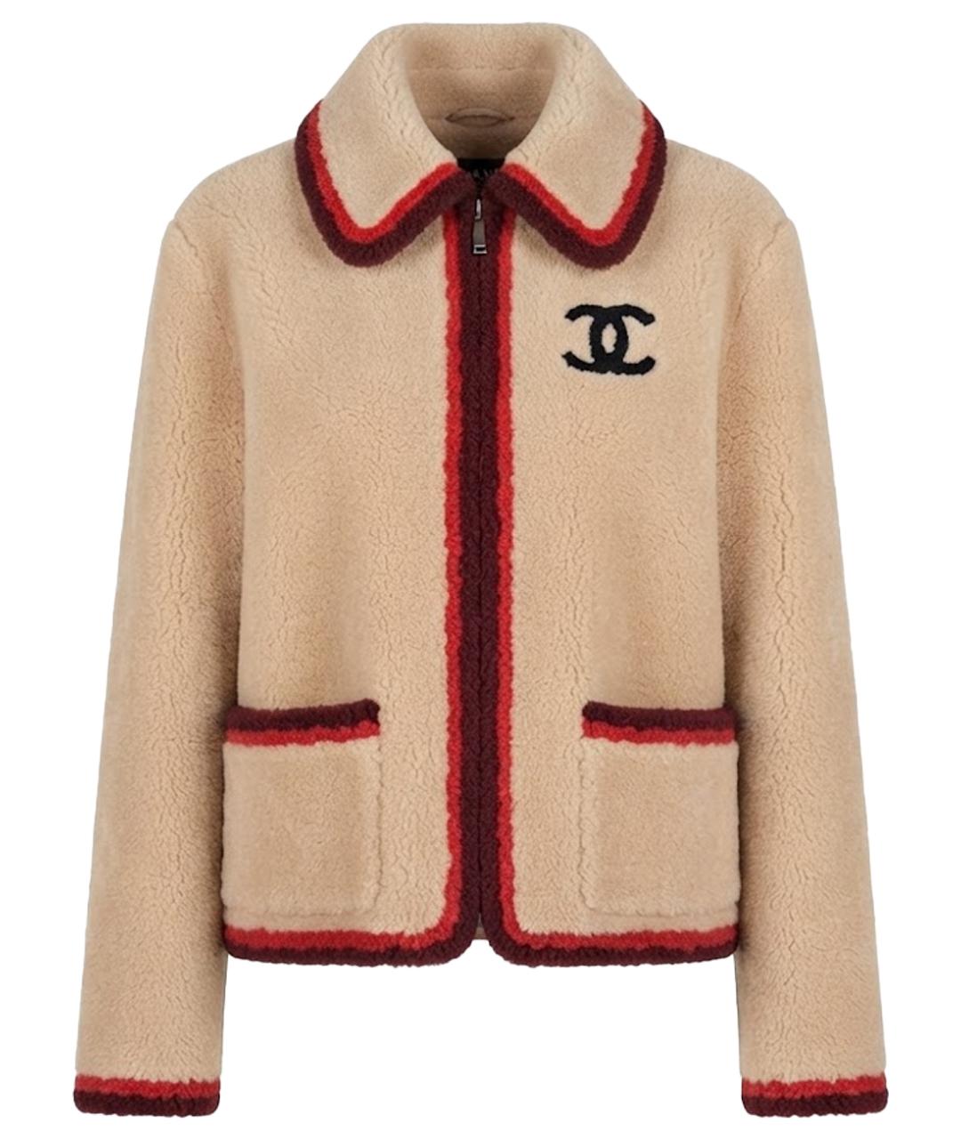 CHANEL Бежевая меховая дубленка, фото 1