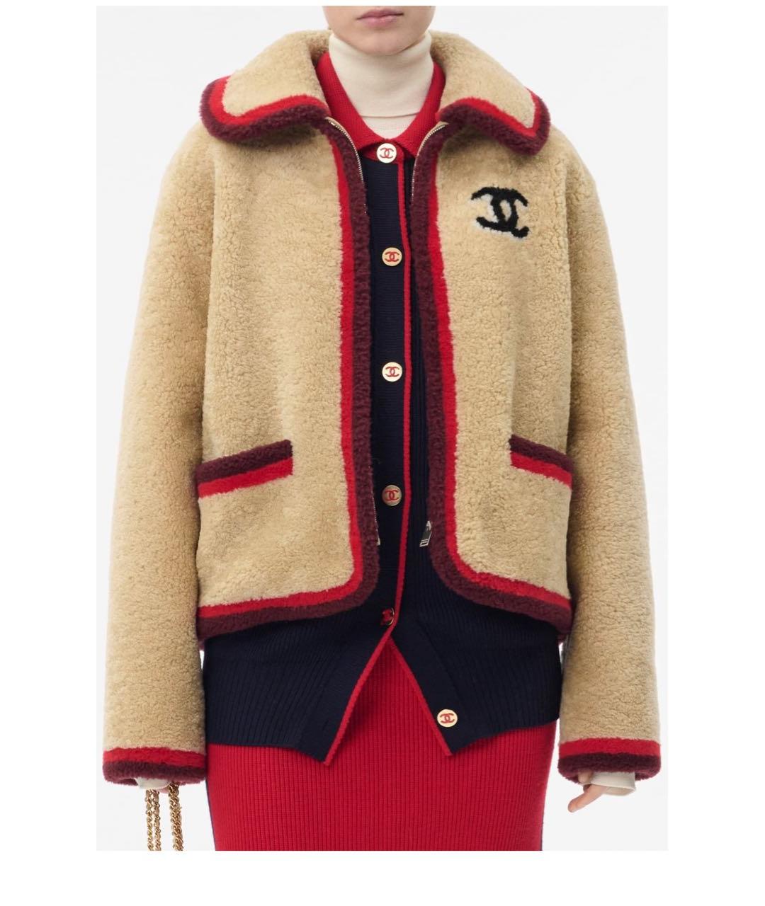 CHANEL Бежевая меховая дубленка, фото 2