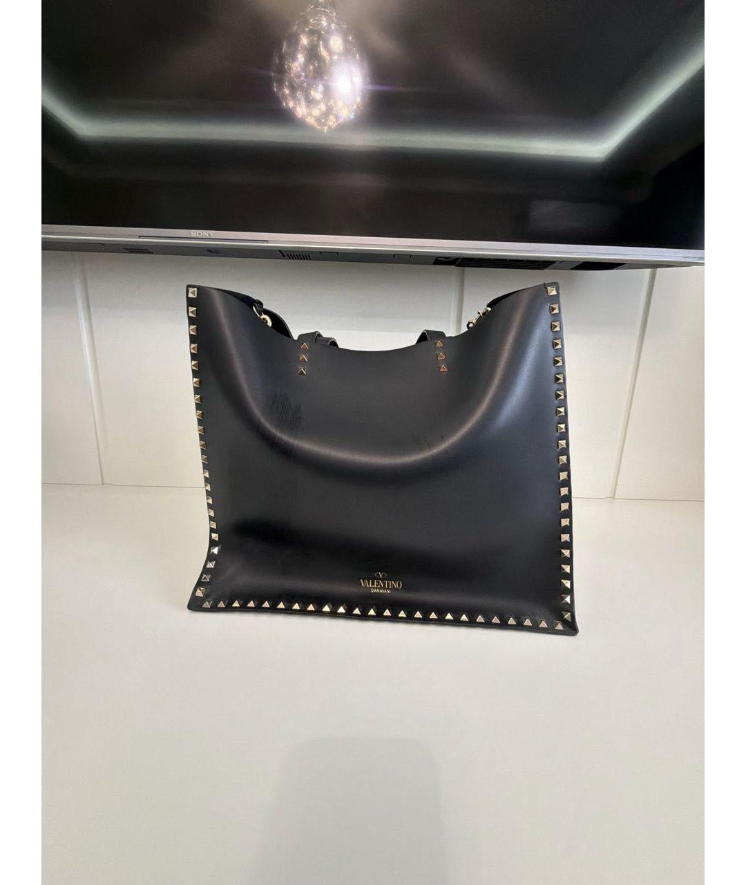 VALENTINO Черная кожаная сумка тоут, фото 3