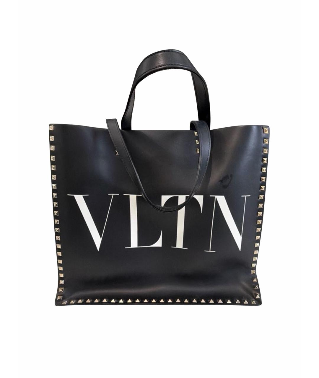 VALENTINO Черная кожаная сумка тоут, фото 1