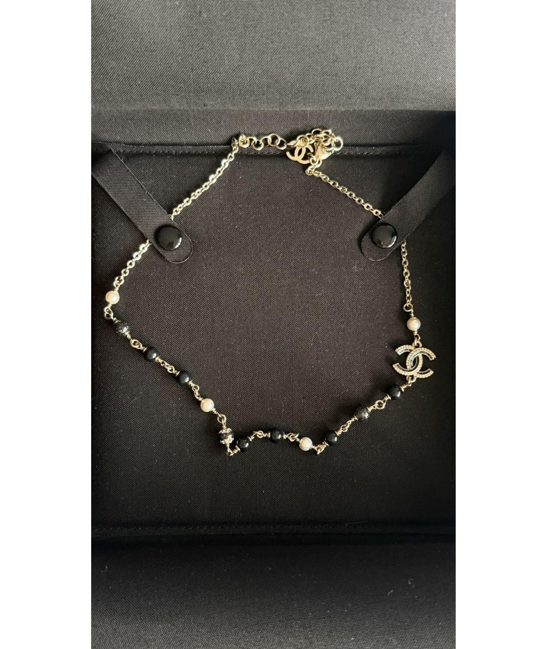 CHANEL Черное колье из желтого золота, фото 5