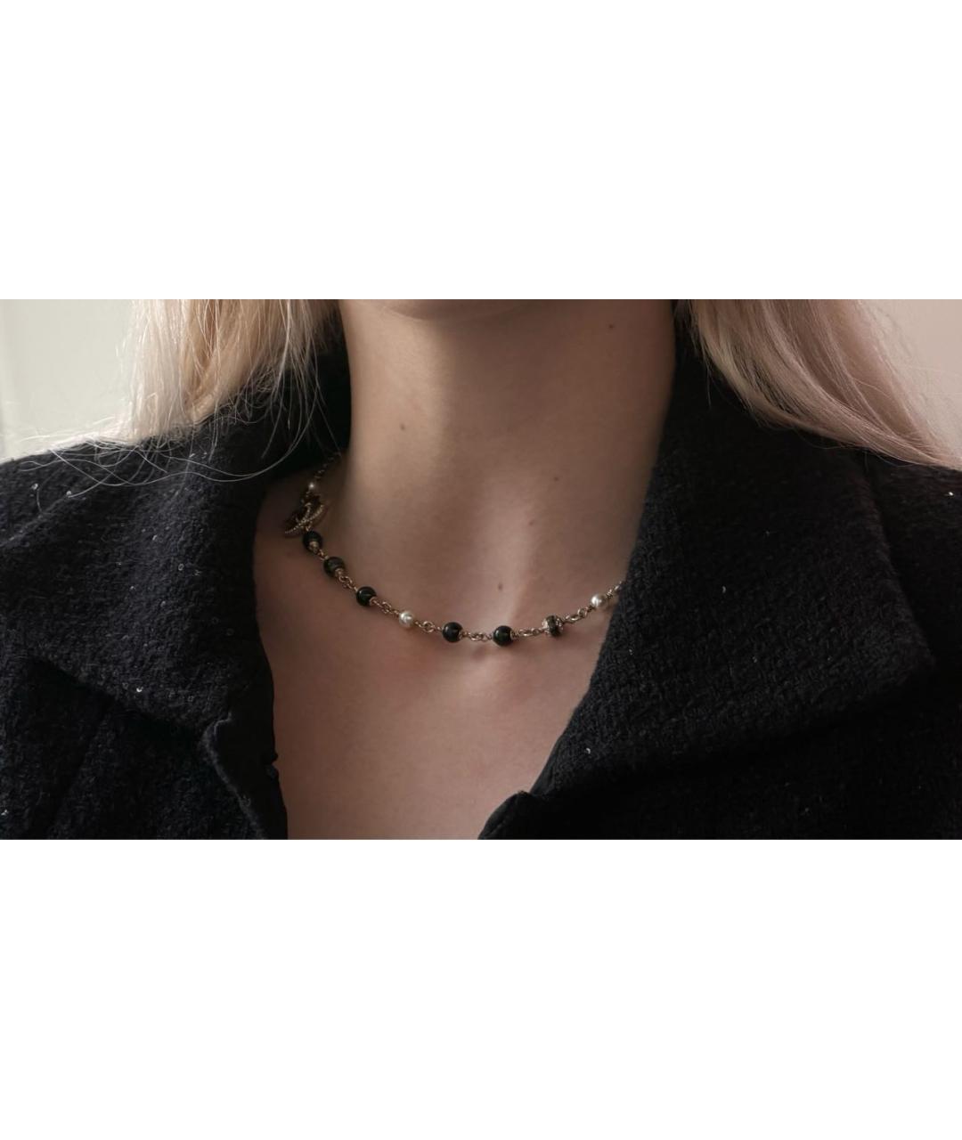CHANEL Черное колье из желтого золота, фото 6
