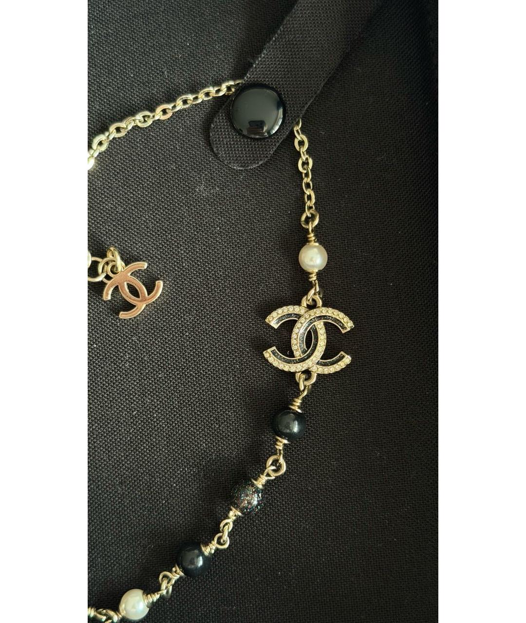 CHANEL Черное колье из желтого золота, фото 2