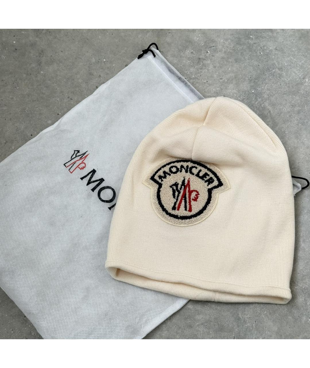 MONCLER Бежевая шерстяная шапка, фото 2