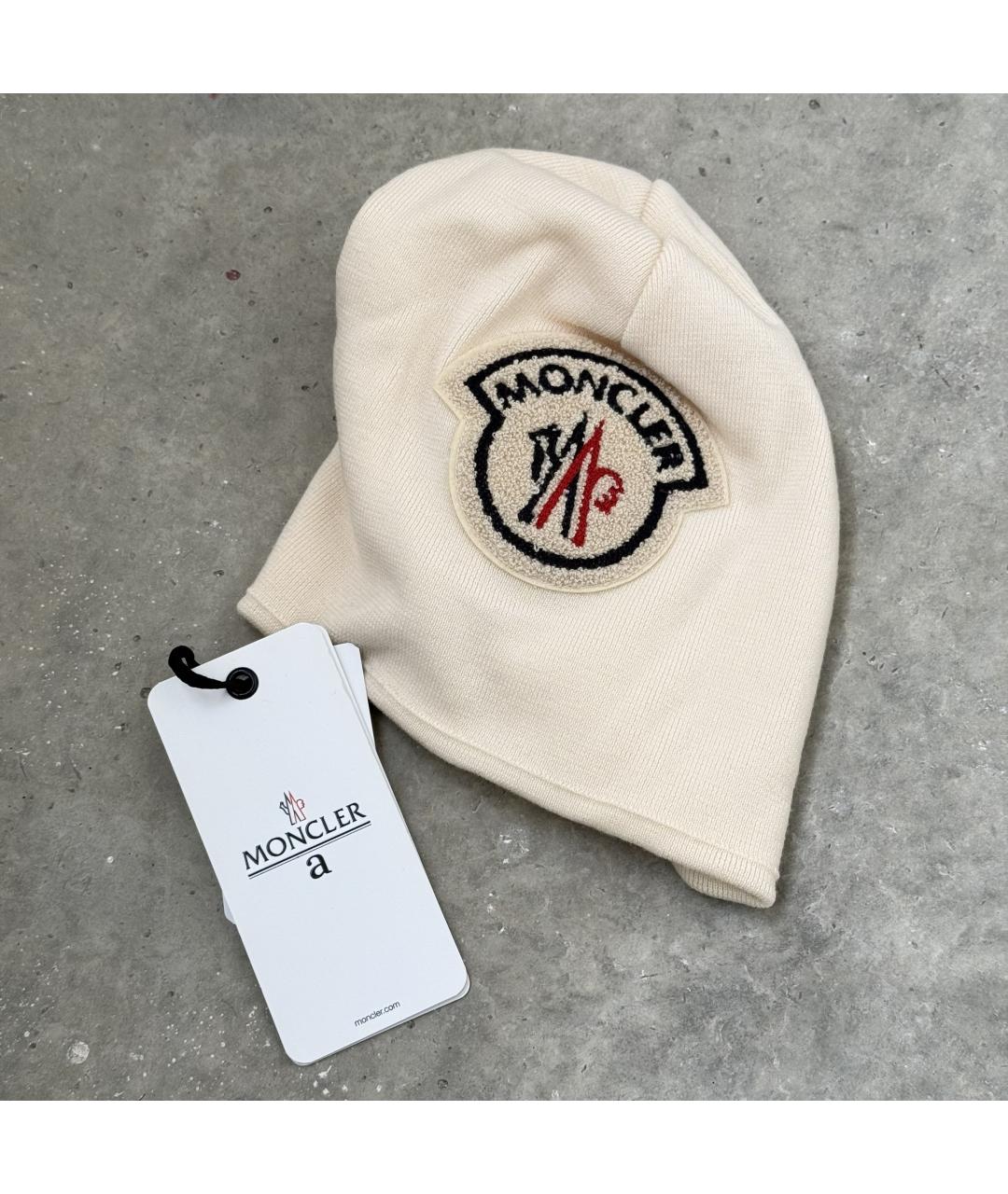 MONCLER Бежевая шерстяная шапка, фото 4