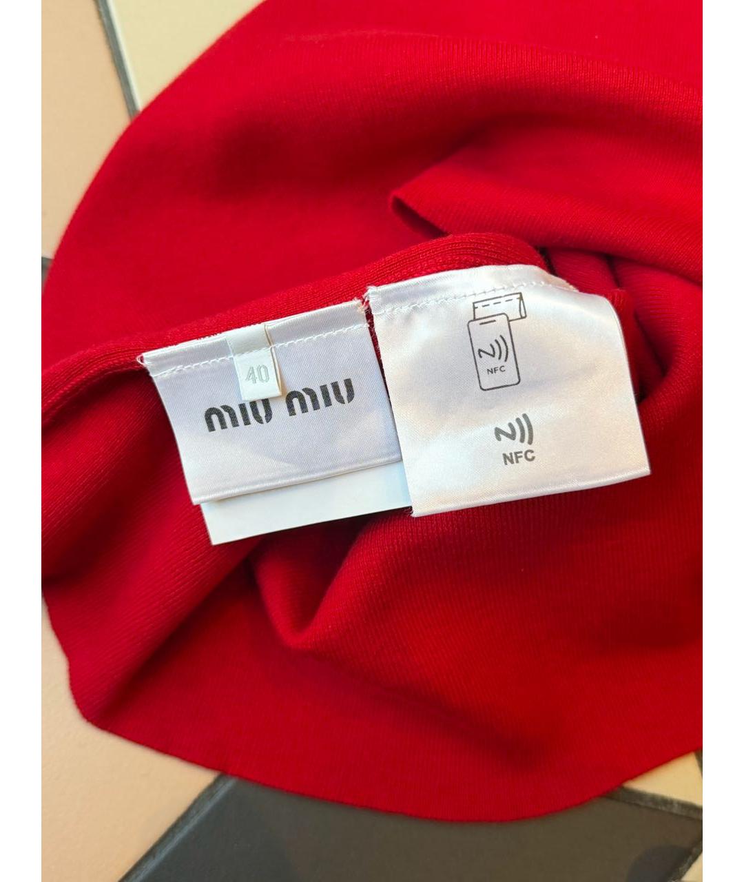 MIU MIU Красная хлопковая майка, фото 5