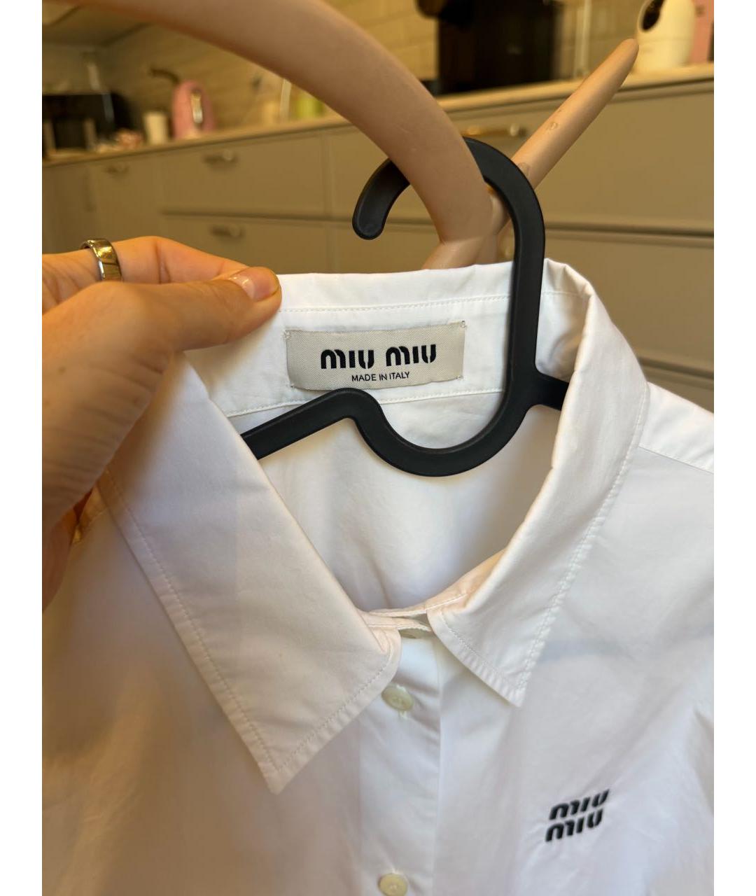 MIU MIU Белая хлопковая рубашка, фото 3