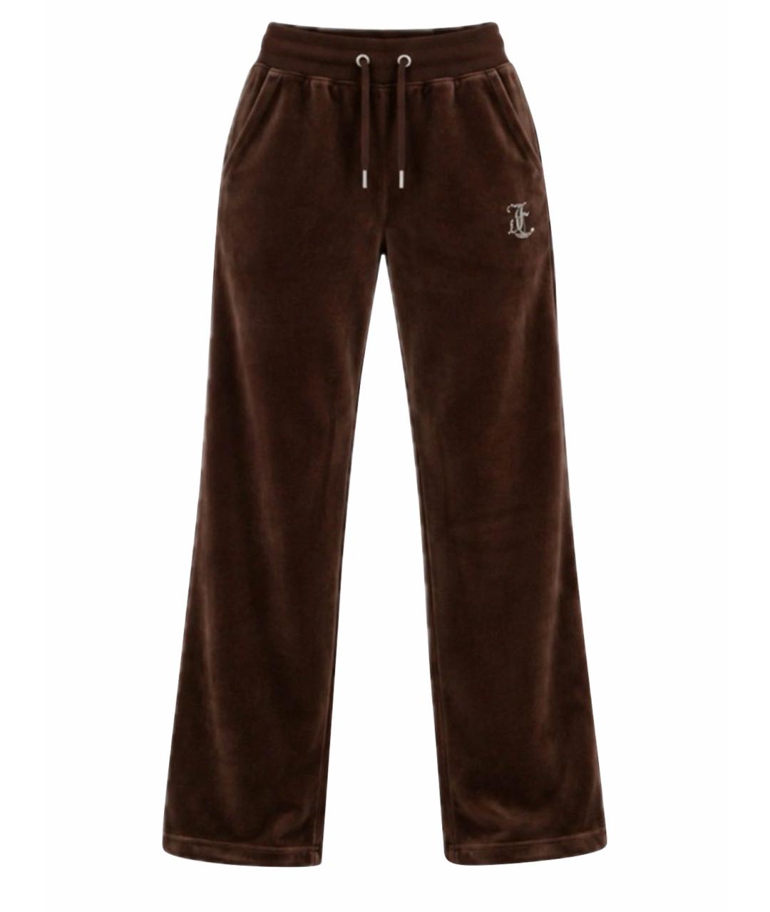 JUICY COUTURE Коричневые велюровые прямые брюки, фото 1