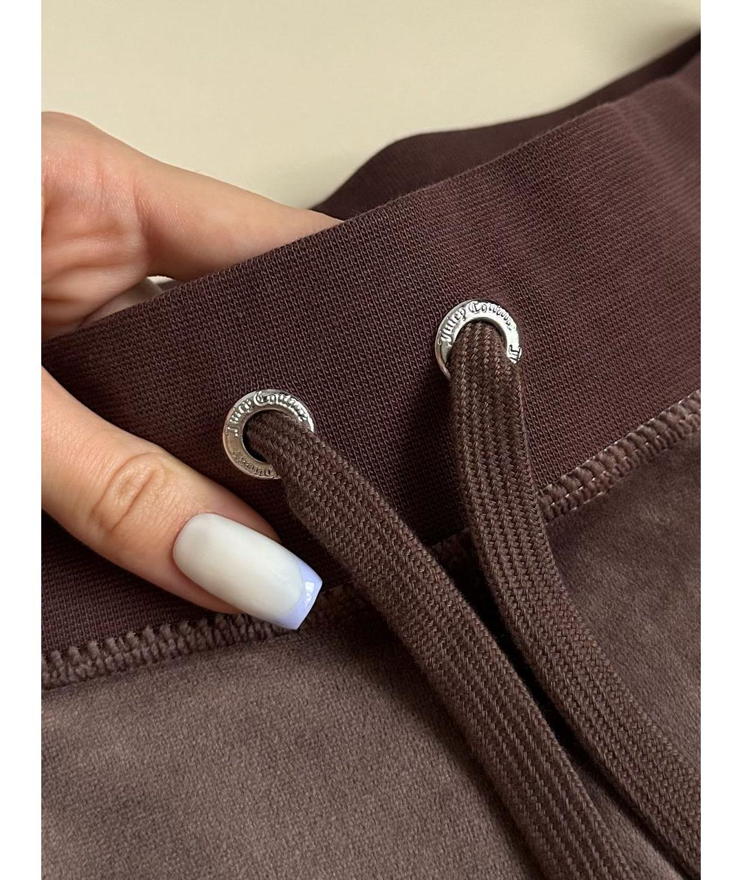 JUICY COUTURE Коричневые велюровые прямые брюки, фото 4