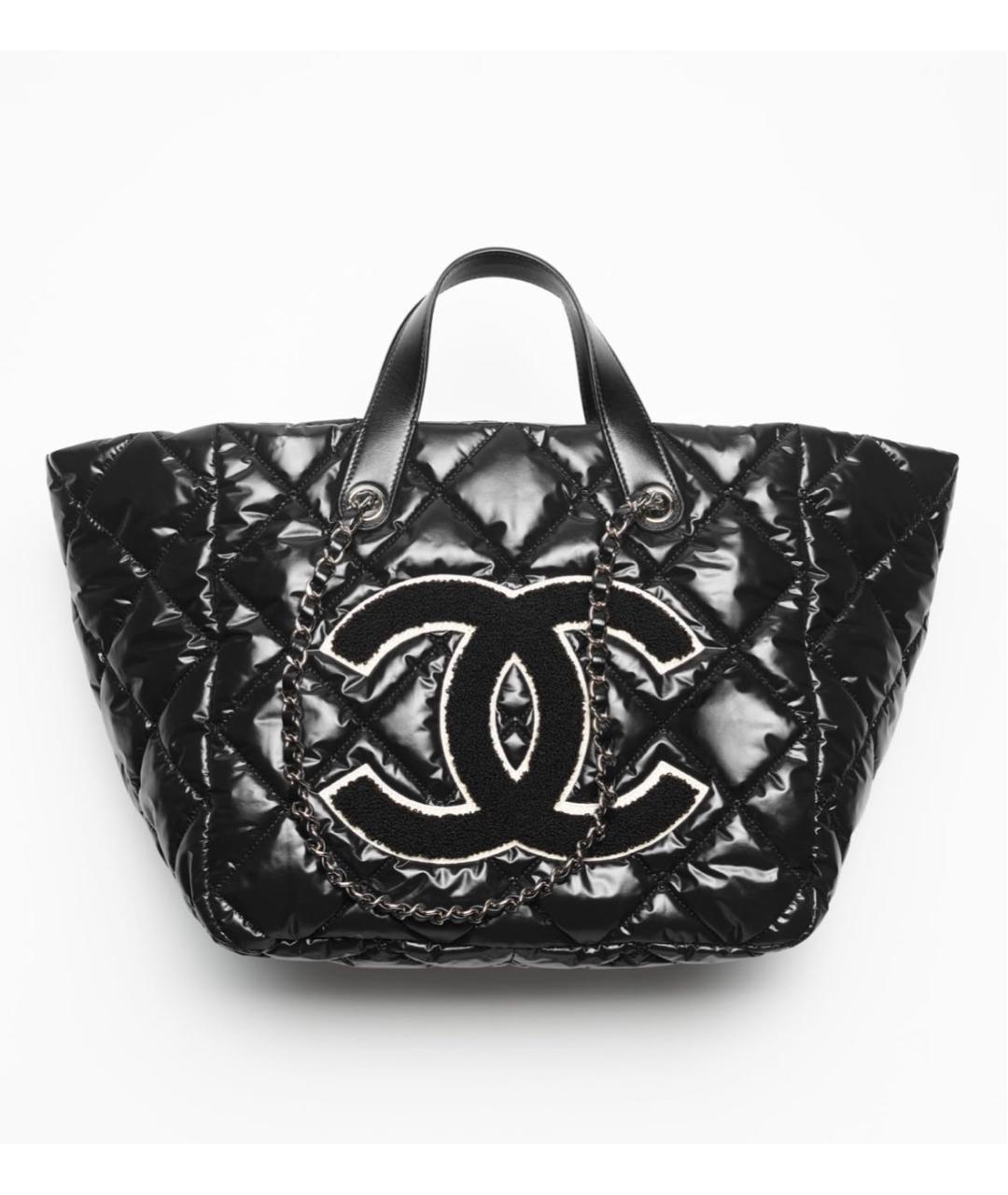 CHANEL Черная нейлоновая сумка тоут, фото 5