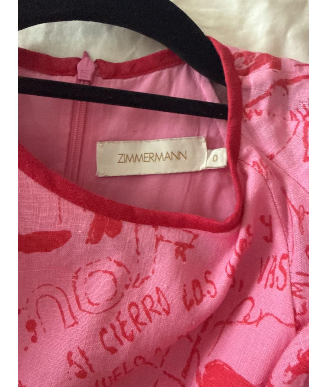 ZIMMERMANN Розовое льняное повседневное платье, фото 4