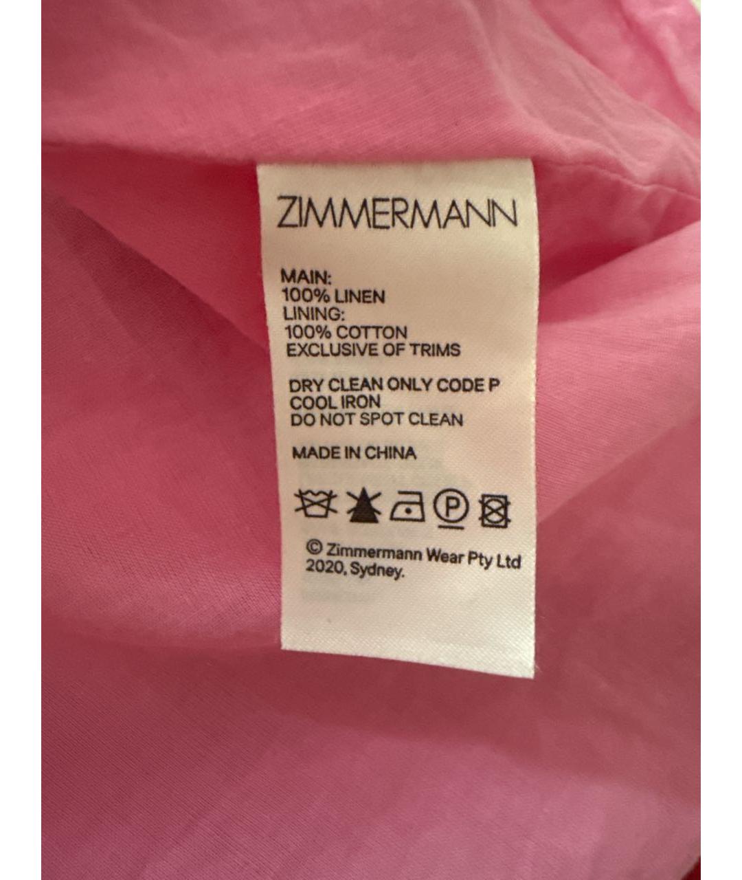 ZIMMERMANN Розовое льняное повседневное платье, фото 3