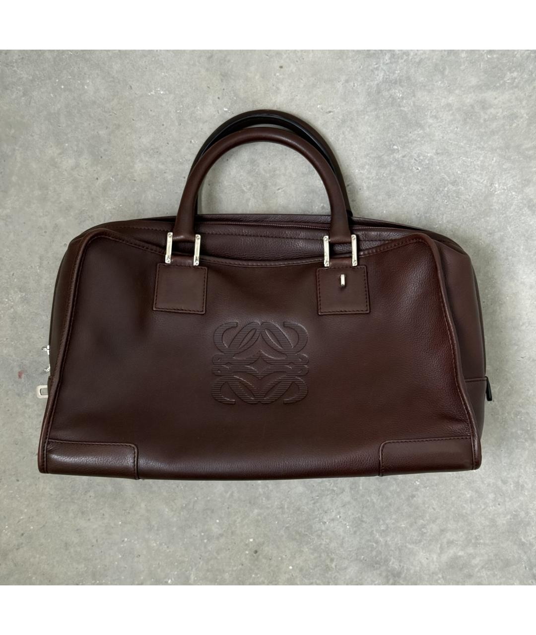 LOEWE Коричневая кожаная дорожная/спортивная сумка, фото 11