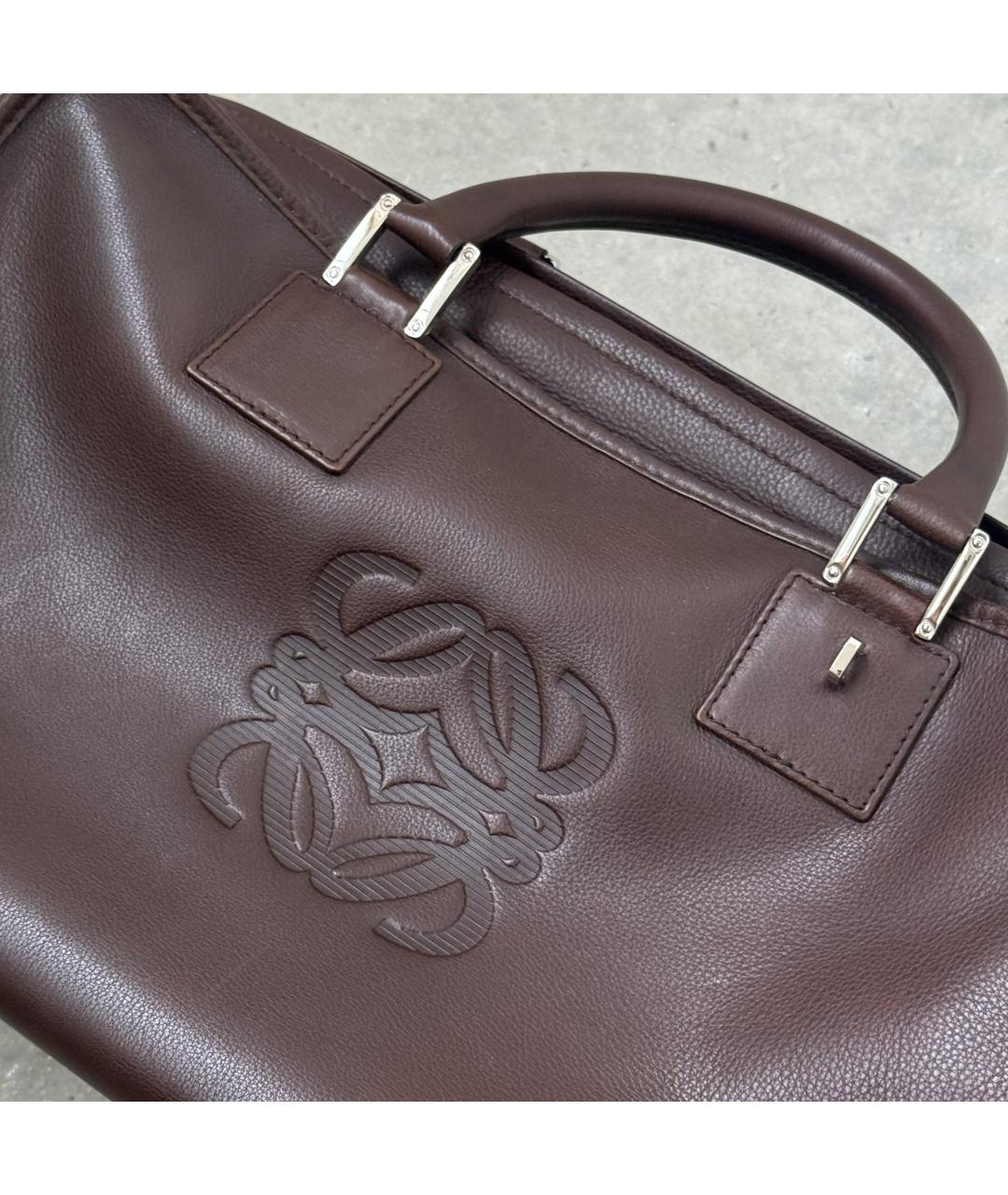 LOEWE Коричневая кожаная дорожная/спортивная сумка, фото 8