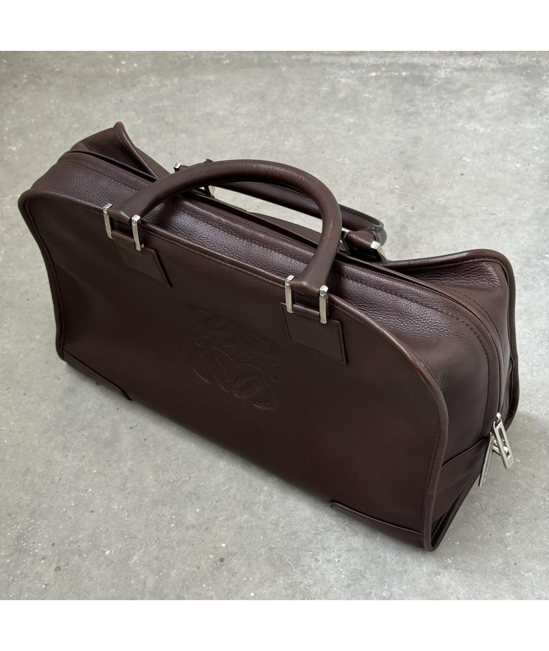 LOEWE Коричневая кожаная дорожная/спортивная сумка, фото 3