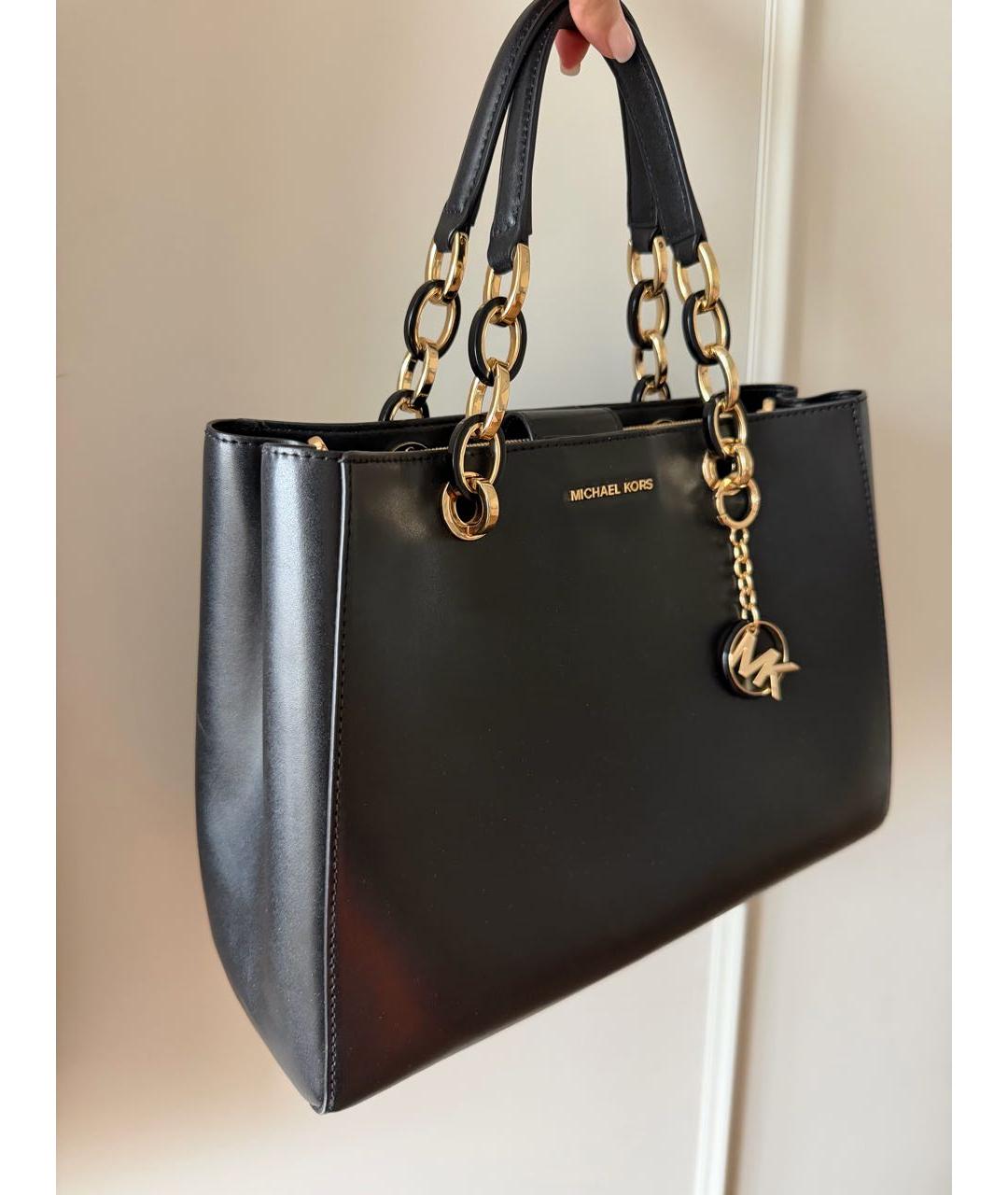 MICHAEL KORS Черная кожаная сумка тоут, фото 2