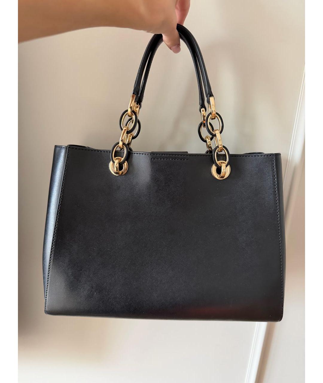 MICHAEL KORS Черная кожаная сумка тоут, фото 3