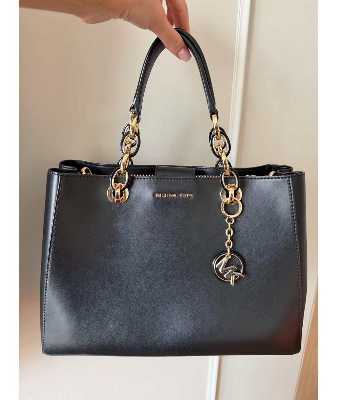 MICHAEL KORS Черная кожаная сумка тоут, фото 5