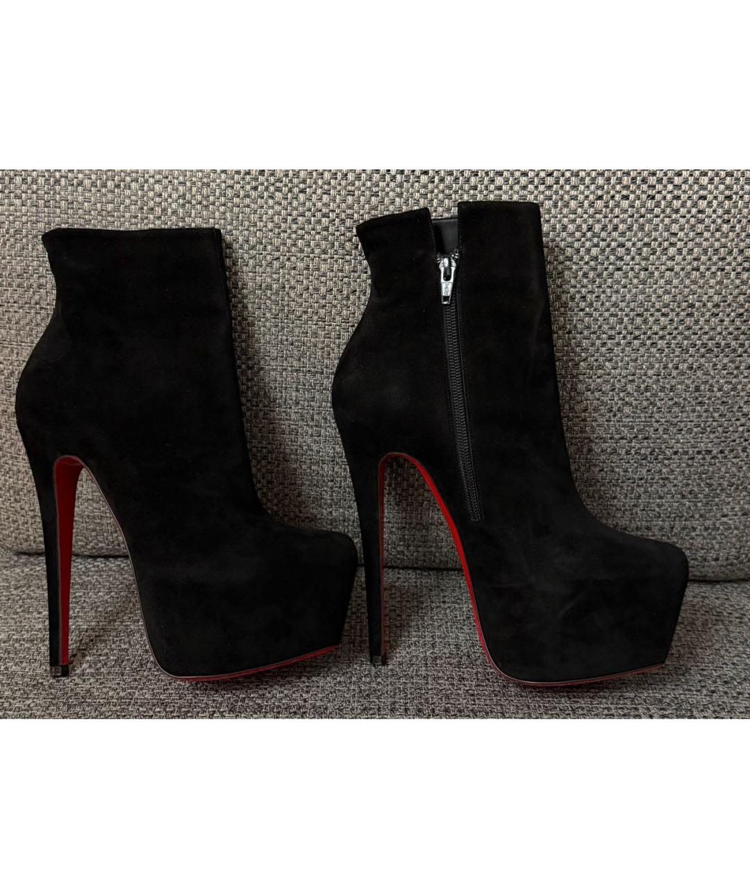 CHRISTIAN LOUBOUTIN Черные замшевые ботильоны, фото 7