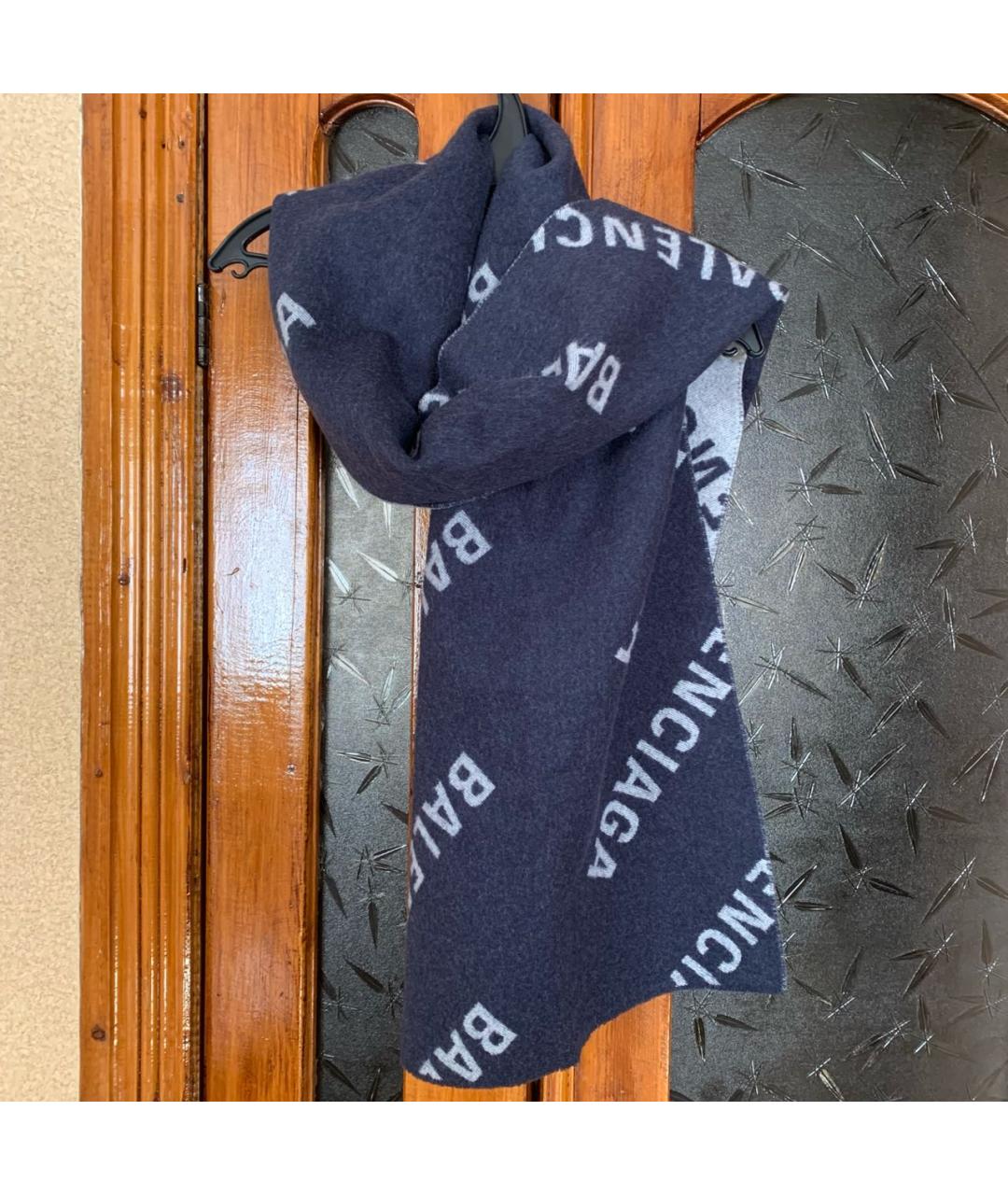 BALENCIAGA Антрацитовый шерстяной шарф, фото 5