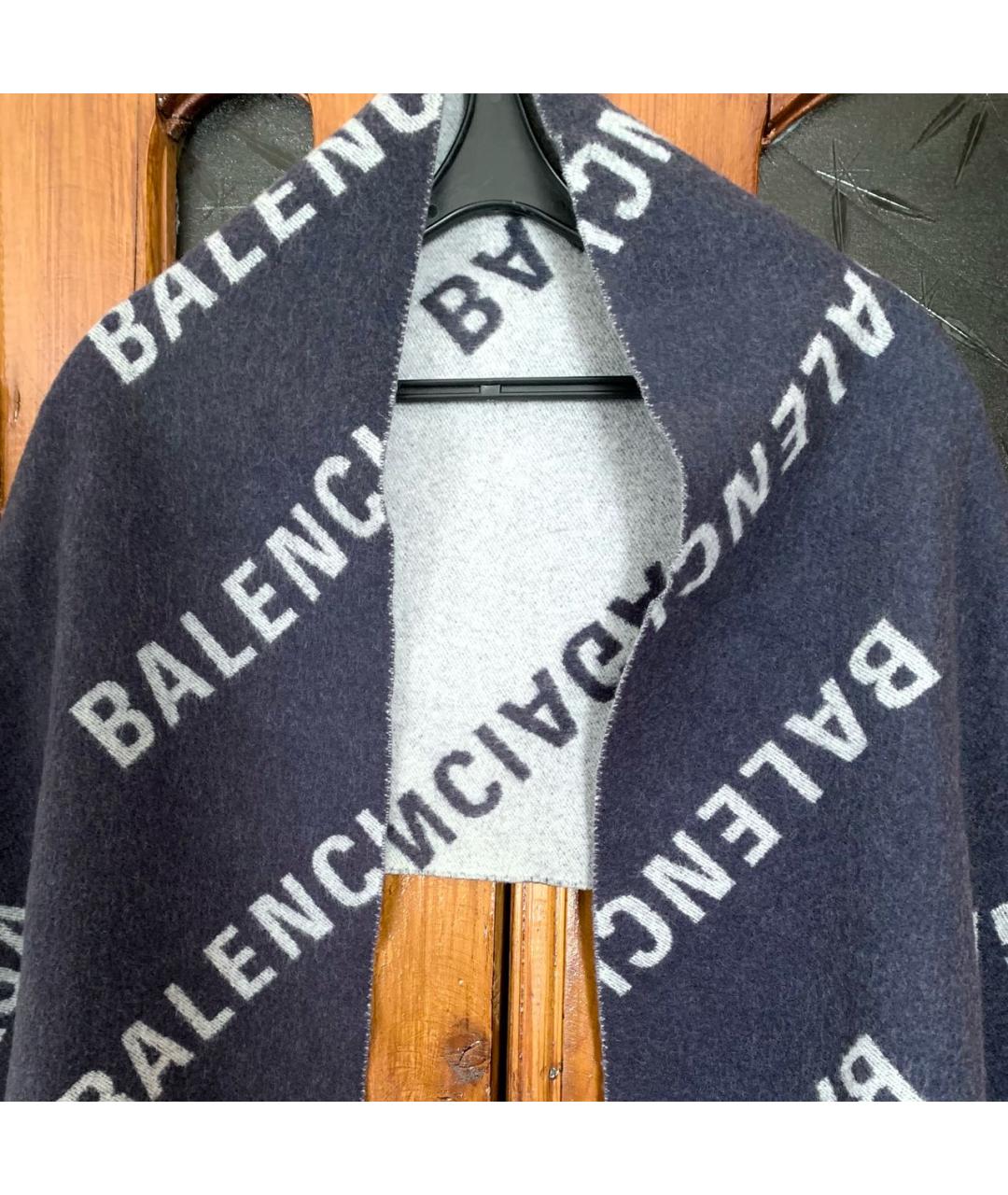 BALENCIAGA Антрацитовый шерстяной шарф, фото 2