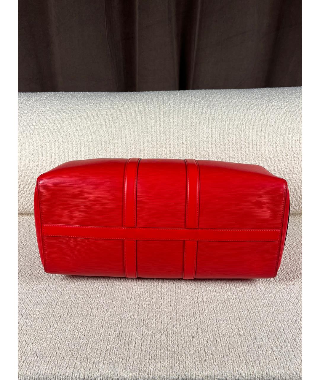 LOUIS VUITTON Красная кожаная дорожная/спортивная сумка, фото 5