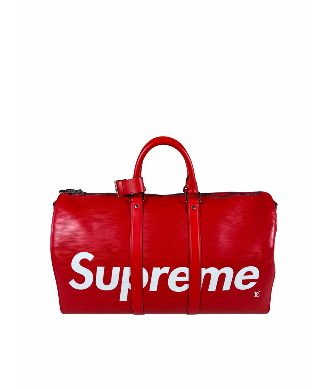 LOUIS VUITTON Красная кожаная дорожная/спортивная сумка, фото 1