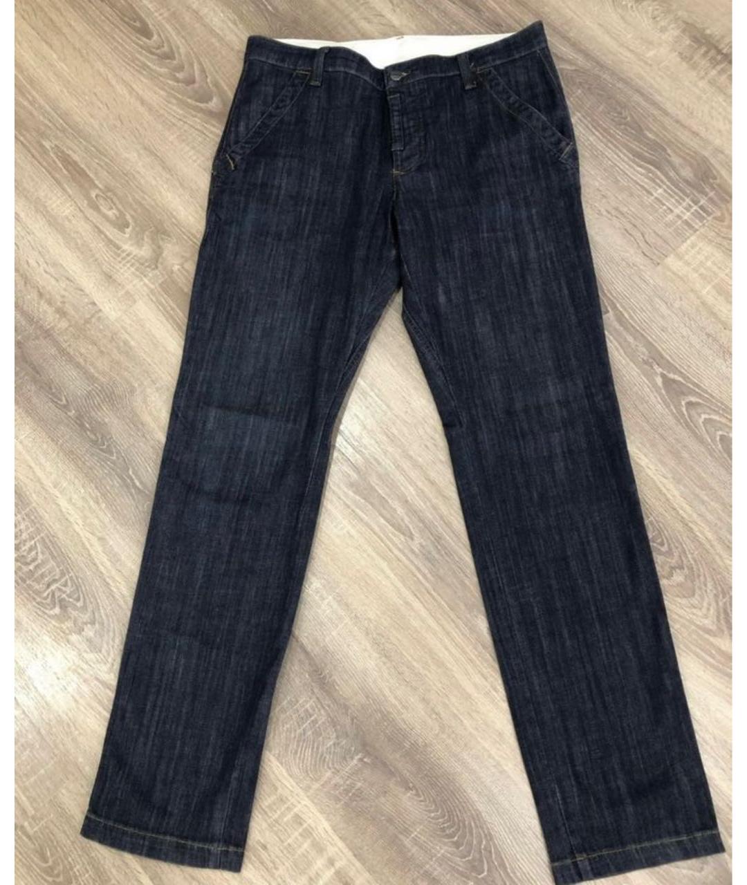CORNELIANI Темно-синие хлопковые прямые джинсы, фото 6
