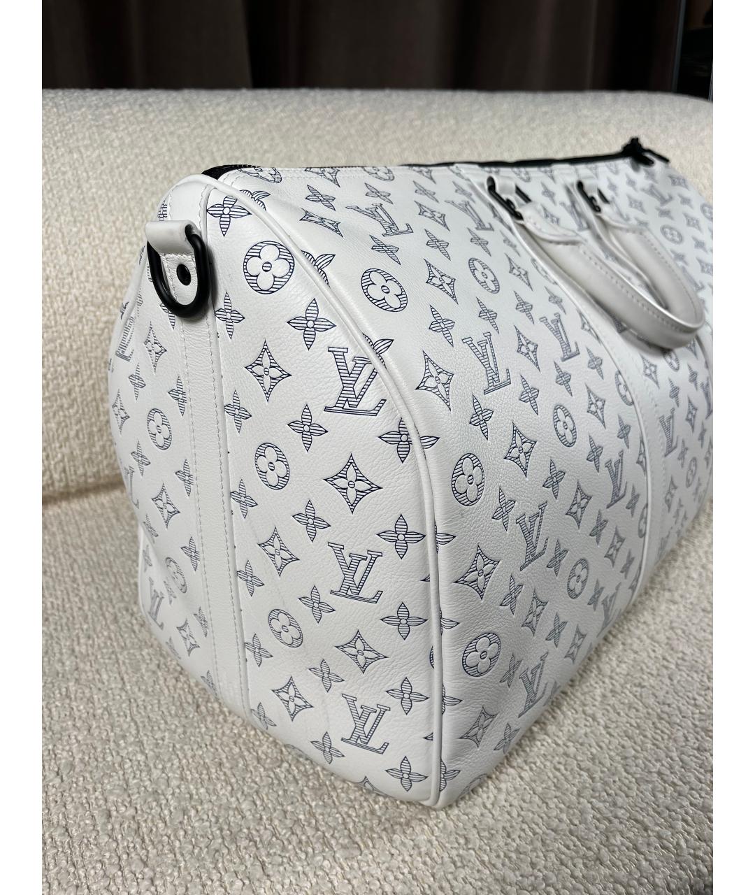 LOUIS VUITTON Белая кожаная дорожная/спортивная сумка, фото 5